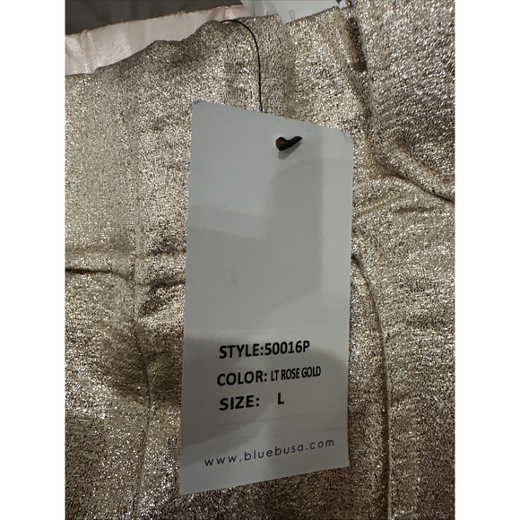 Blue B Rose Gold Metallic Pants Size L Metallic Western Pants - Picture 6 of 6